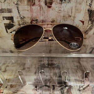 Rose Gold Frame Brown Lens Aviator Sunglasses for Women